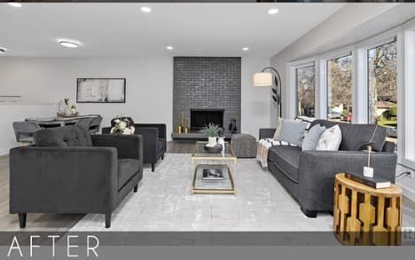 St. Albert bungalow living room after renovation