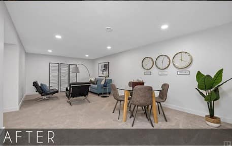 St. Albert bungalow basement living area after renovation